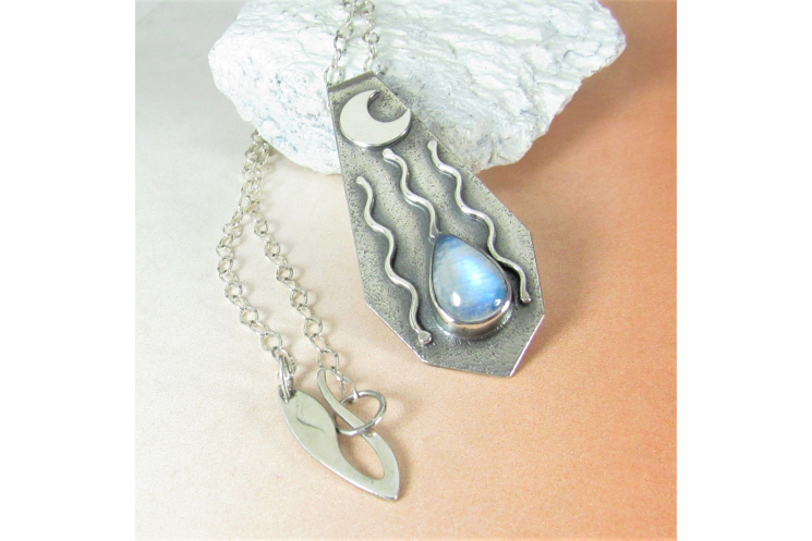 Moon Drop Sterling Silver And Moonstone Pendant Necklace