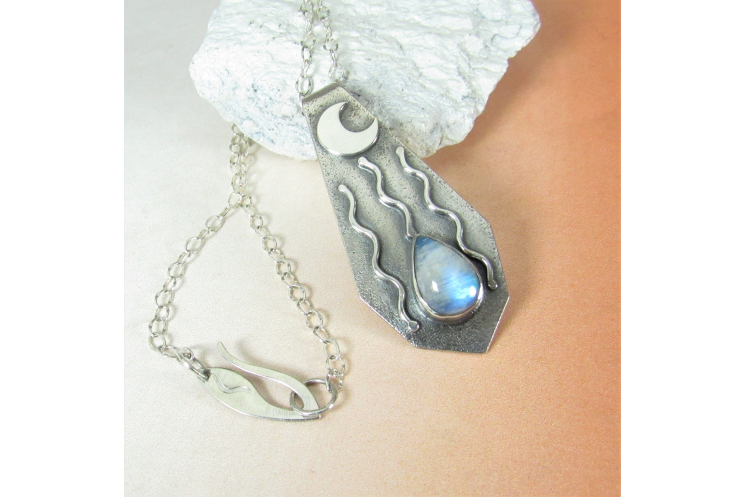 Moon Drop Sterling Silver And Moonstone Pendant Necklace