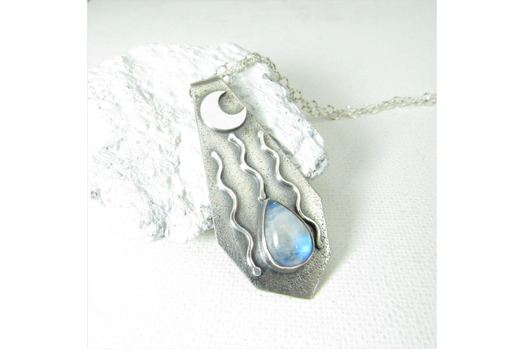 Moon Drop Sterling Silver And Moonstone Pendant Necklace