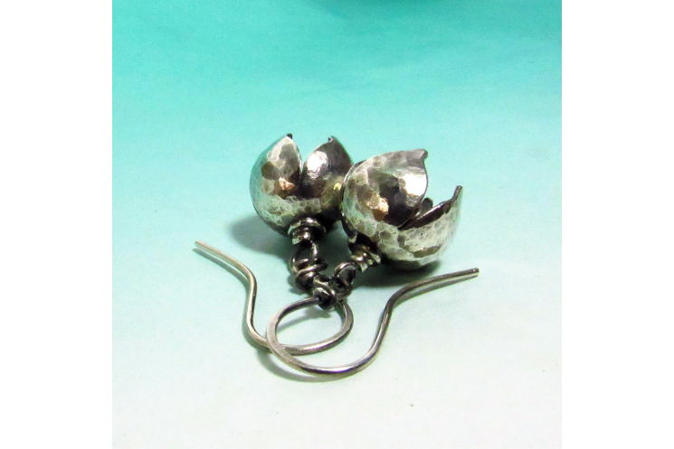 Small Argentium Bell Flower Earrings - 2