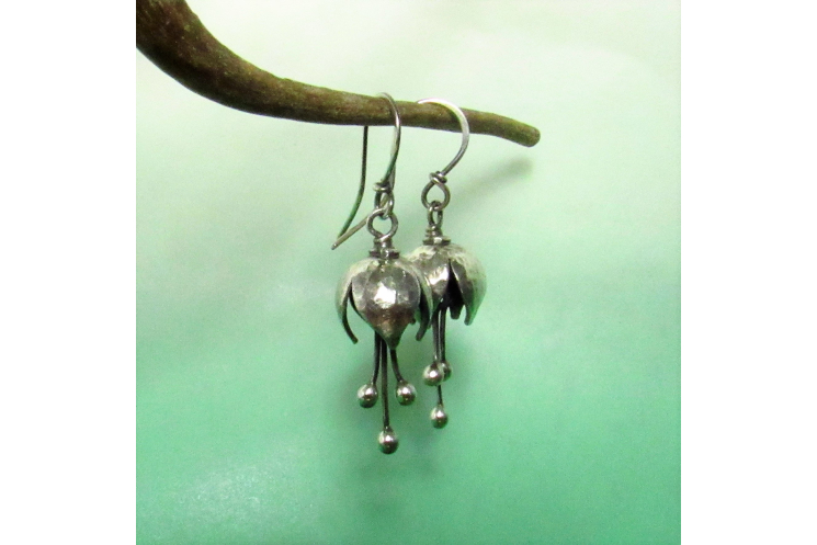Small Argentium Bell Flower Earrings - 3