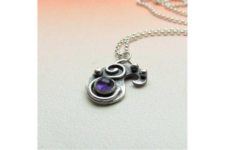 Petite Amethyst And Sterling Silver Paisley Necklace