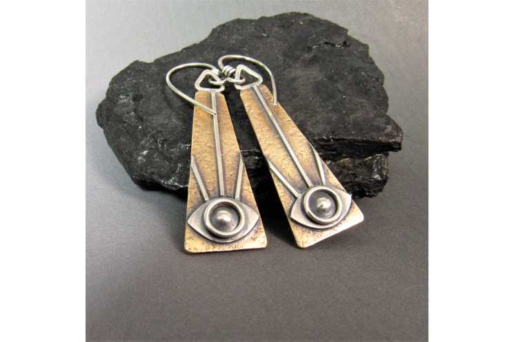 Mixed Metal Tabular All Seeing Eye Earrings