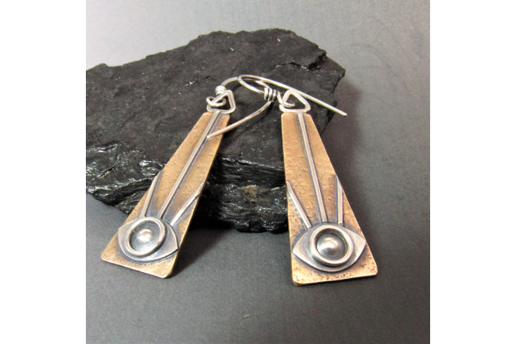 Mixed Metal Tabular All Seeing Eye Earrings