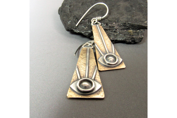 Mixed Metal Tabular All Seeing Eye Earrings