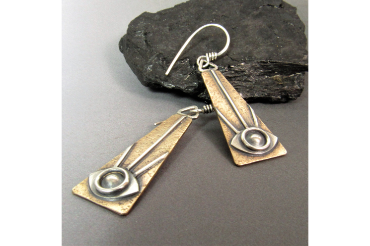 Mixed Metal Tabular All Seeing Eye Earrings