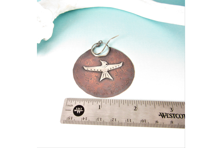 Phoenix Earrings, Mythological Extra Large Mixed Metal Bird Earrings