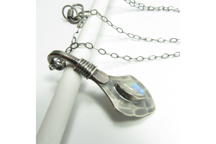 Sterling Silver Moonstone Spearpoint Talisman Necklace  Image 5