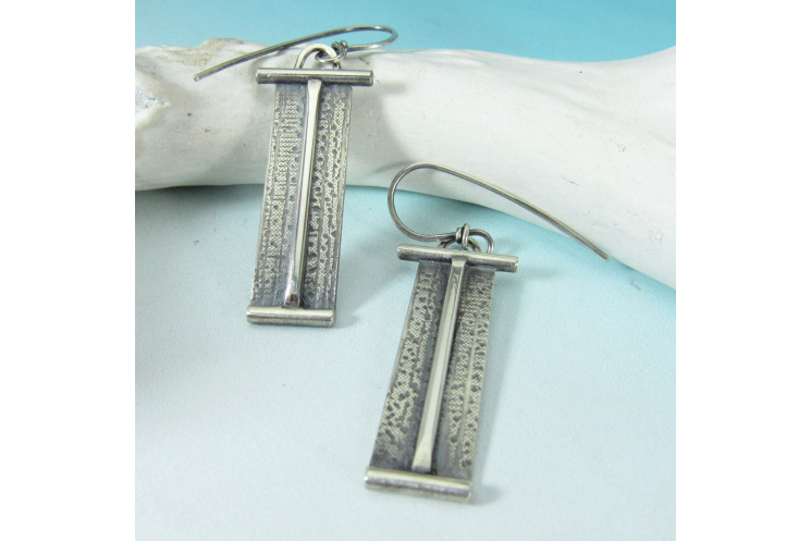 Contempory Argentium Sterling Silver Rectangular Geometric Earrings