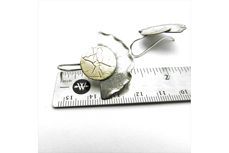 Bronze And Sterling Silver Disk And Fan Earrings by Mocahete