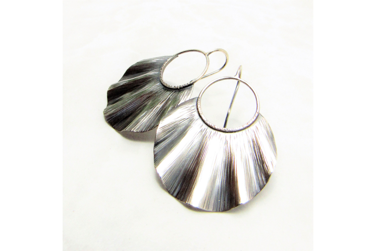 Large Ruffled Sterling Silver Statement Earrings - image 4