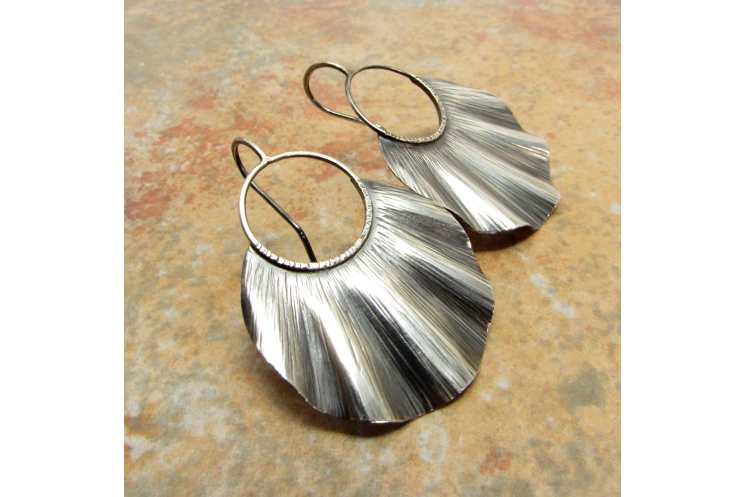 Large Ruffled Sterling Silver Statement Earrings - image 3