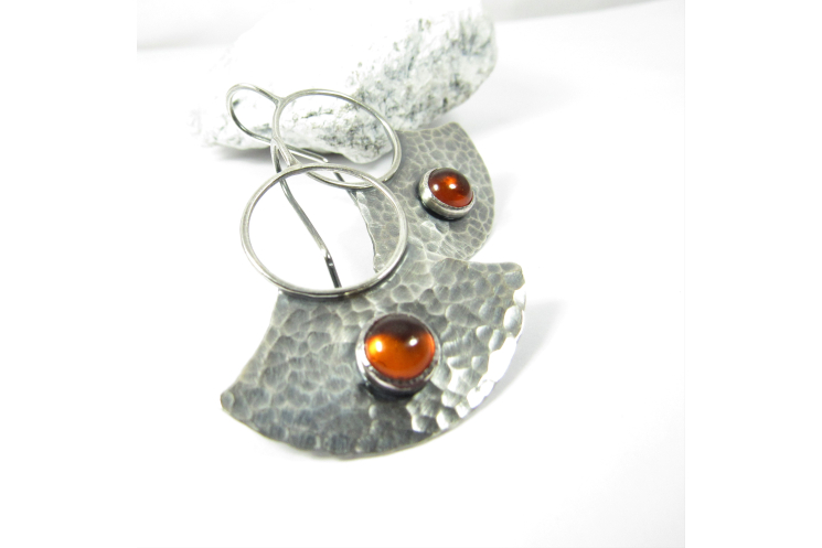 Sterling Silver And Amber Earrings