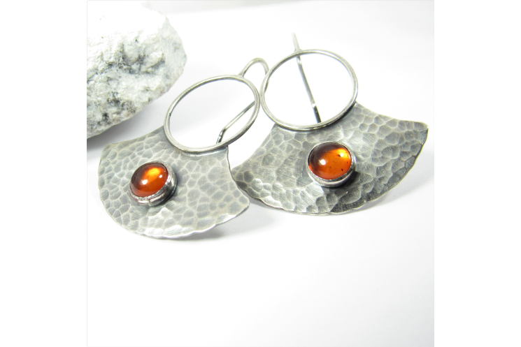 Sterling Silver And Amber Earrings
