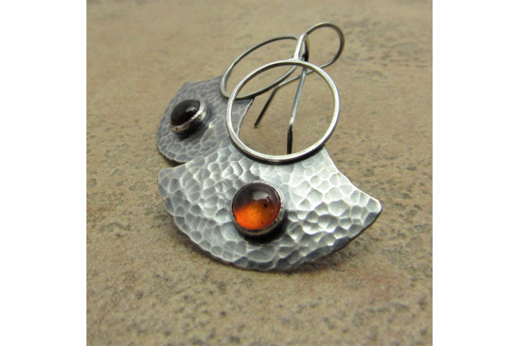 Sterling Silver And Amber Earrings