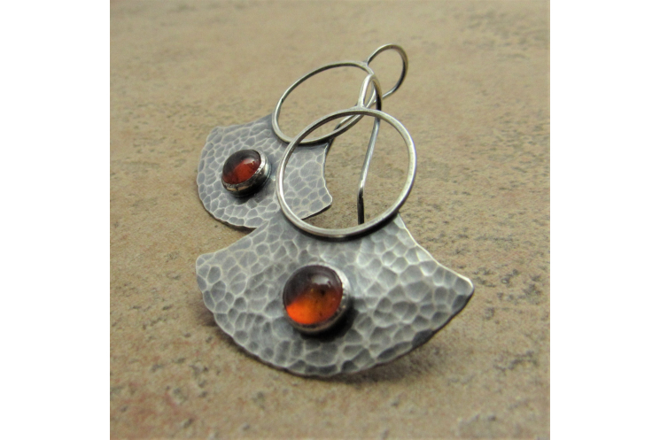 Sterling Silver And Amber Earrings