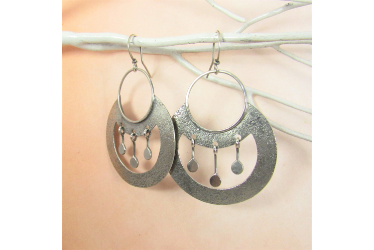 Large Argentium Sterling Silver Nefertiti Earrings