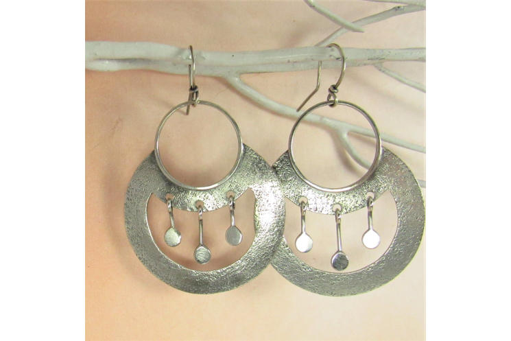 Large Argentium Sterling Silver Nefertiti Earrings