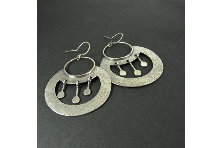 Large Argentium Sterling Silver Nefertiti Earrings