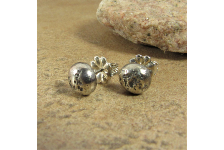 Textured Argentium Sterling Silver Nugget Earrings