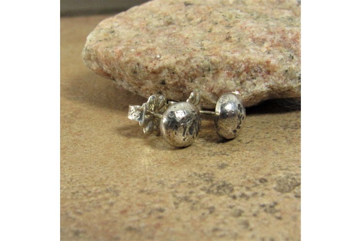 Textured Argentium Sterling Silver Nugget Earrings