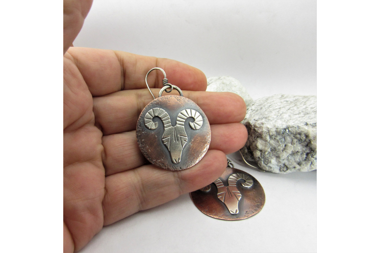 Mixed Metal Rams Head Earrings