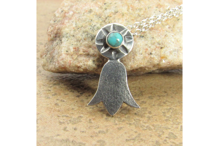 Silver And Turquoise Blossom Necklace