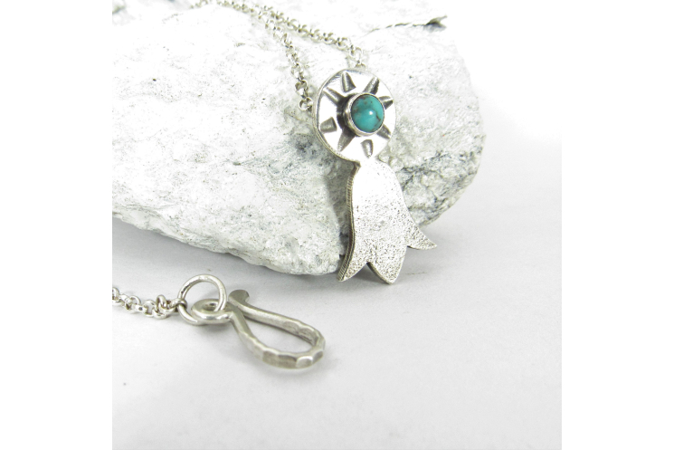 Silver And Turquoise Blossom Necklace