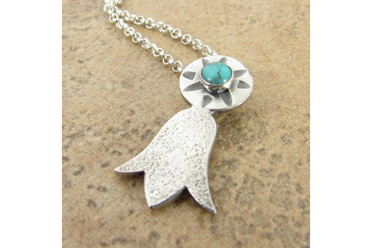 Silver And Turquoise Blossom Necklace