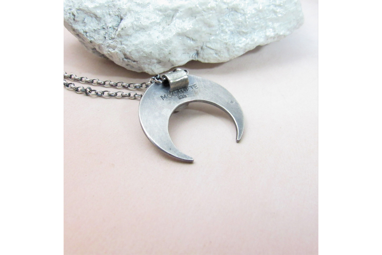 Labradorite Crescent Moon Pendant Necklace