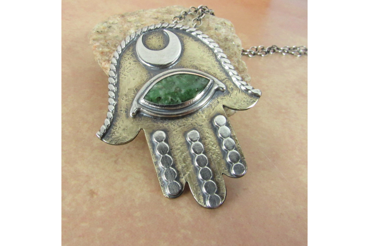 Jade Evil Eye Hamsa Pendant Necklace