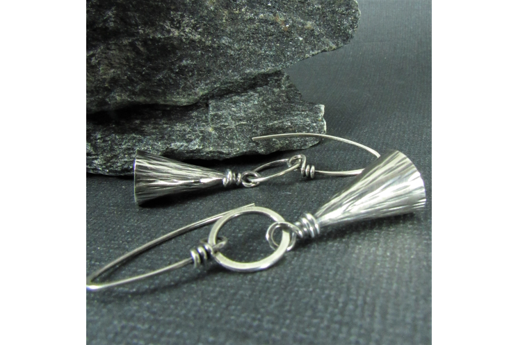 Swingy Argentium Sterling Silver Cone Earrings