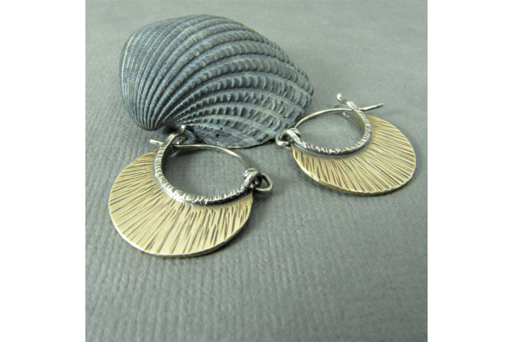 small brass hoops with latching ear wire