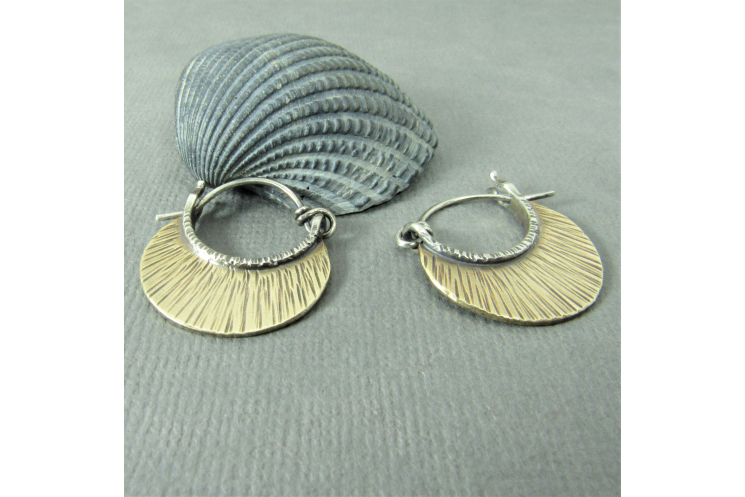 small brass hoops with latching ear wire