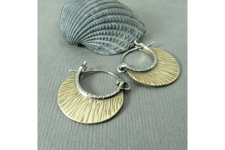 small brass hoops with latching ear wire