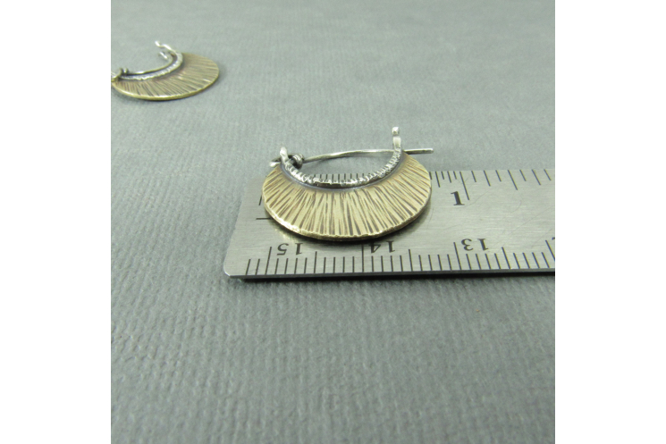small brass hoops with latching ear wire