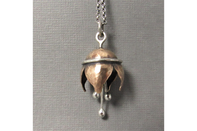 Bronze And Silver Bell Flower Necklace