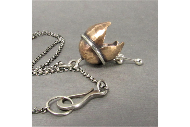 Bronze And Silver Bell Flower Necklace