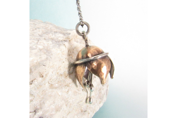 Bronze And Silver Bell Flower Necklace