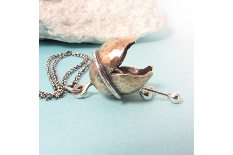 Bronze And Silver Bell Flower Necklace