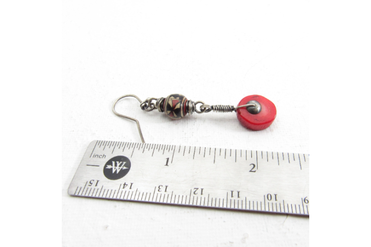 Red Coral And Peruvian Bead Earrings