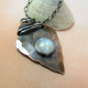 Rustic Copper, Sterling Silver And Rainbow Moonstone Arrowhead Pendant Necklace
