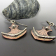 Small copper and argentium silver tribal axe dangle earrings - Image 1