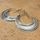 Large Rustic Sterling Silver Dangle Hoop Earrings
