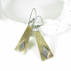 Geometric Trapezoid And Diamond Mixed Metal Earrings, Sterling Silver And Bronze