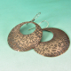 Bohemian Floral Patterend Copper Earrings, Large Gypsy Hoop Style With Sterling