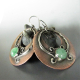 copper and sterling silver gypsy style earrings with green adventurine cabochon