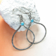 Large Sterling Silver And Turquoise Hoop Earrings
