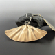 Large mixed metal fan shape earrings in brass and sterling silver
