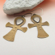Handcrafted Bronze And Sterling Silver Ankh Earrings